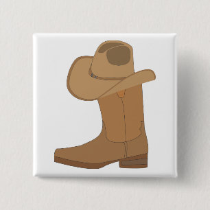 Cowboy Hat and Boot 15 Cm Square Badge