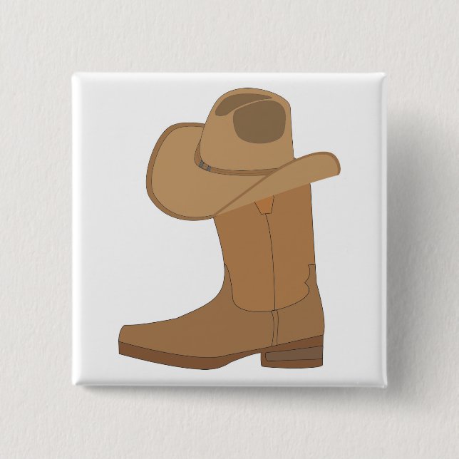 Cowboy Hat and Boot 15 Cm Square Badge (Front)