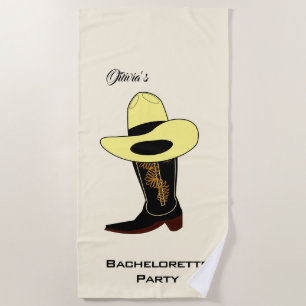 Cowboy Hat and boot Bachelorette Party Beach Towel