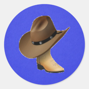 Cowboy Hat and Boot Classic Round Sticker