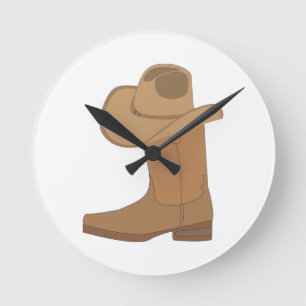Cowboy Hat and Boot Round Clock