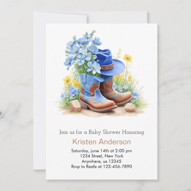 Cowboy Hat and Boots Baby Shower Invitation (Front)