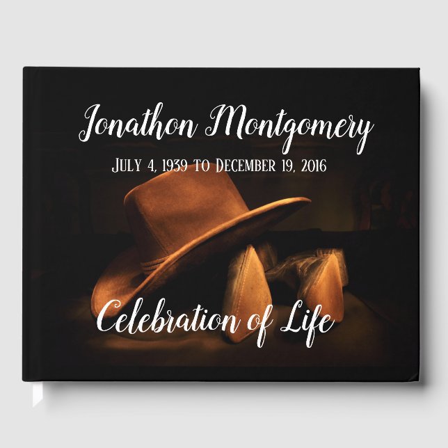 Cowboy Hat and Boots Celebration of Life Guest Book (Front)