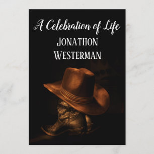 Cowboy Hat and Boots Celebration of Life Invitation