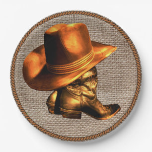 COWBOY HAT AND BOOTS  PAPER PLATE