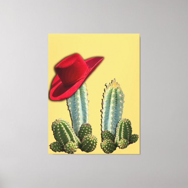 Cowboy Hat and Cactus Canvas Print (Front)