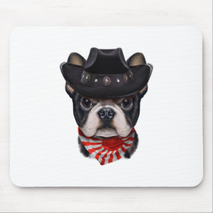 Cowboy Hat and Flag French Bulldog For Dog Lover Mouse Mat
