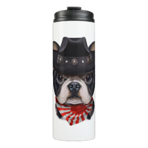 Cowboy Hat and Flag French Bulldog For Dog Lover Thermal Tumbler
