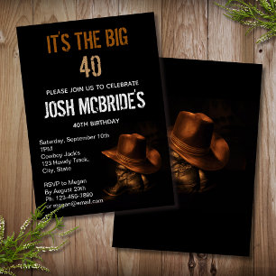 Cowboy Hat and Leather Boots Masculine Personalize Invitation