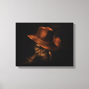 Cowboy Hat and Leather Boots Rustic Masculine Canvas Print