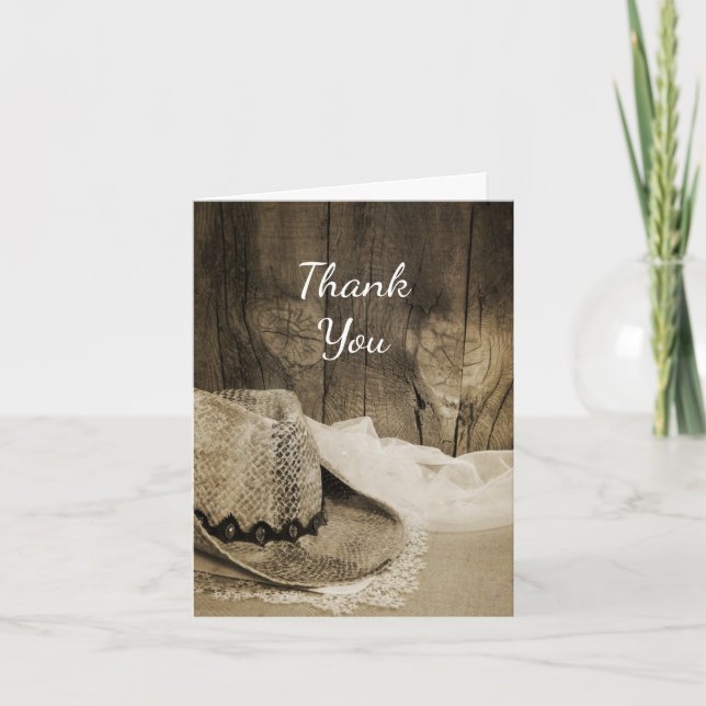 Cowboy Hat Barn Wood Western Bridesmaid Thank You (Front)