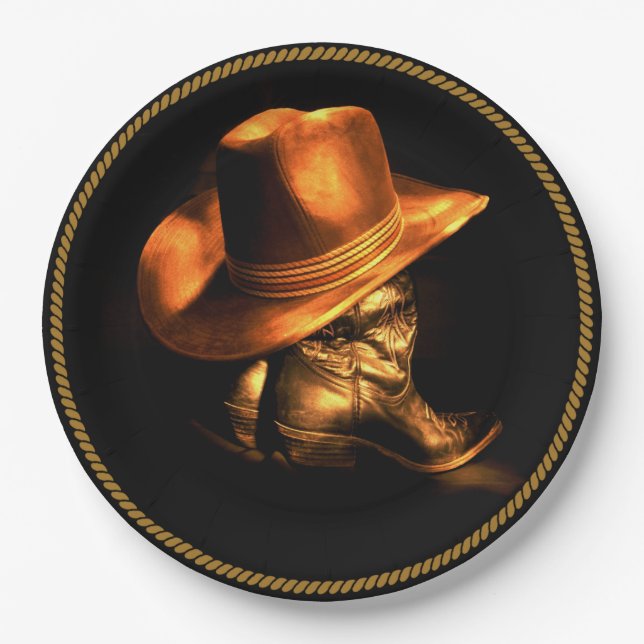 COWBOY HAT & BOOTS PAPER PLATE (Front)