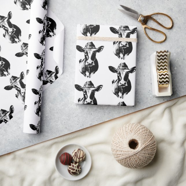 Cowboy Hat Cow Western Farm Ranch Style Wrapping Paper (Crafts)