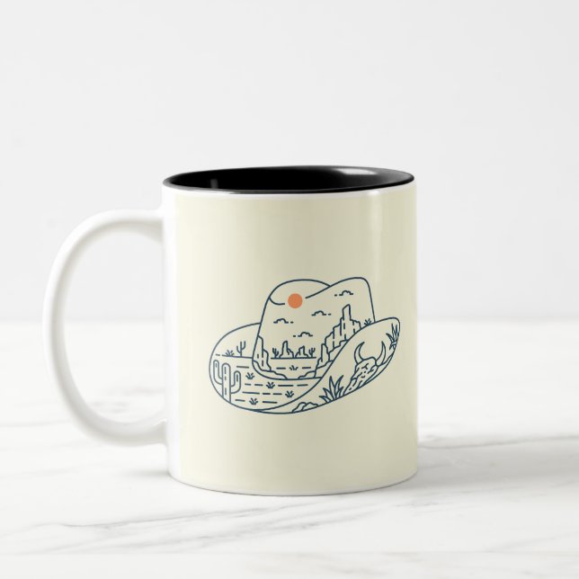 Cowboy Hat Desert Canyon Two-Tone Coffee Mug (Left)
