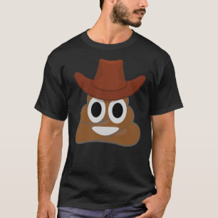 Cowboy Hat Emoticon Poop Tshirt - Happy Face Carto