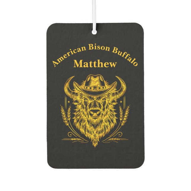 Cowboy Hat Golden Buffalo Art Car Air Freshener (Front)