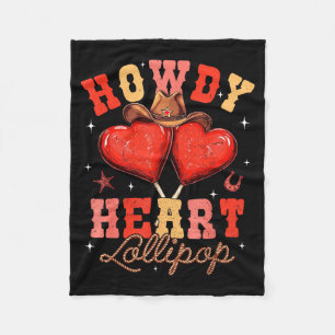 Cowboy Hat Heart Lollipop Howdy Valentines Day Wes Fleece Blanket