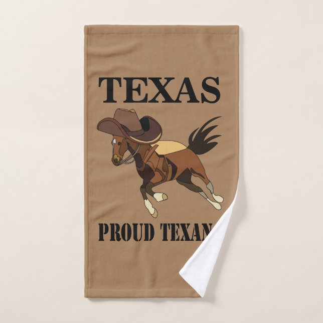 Cowboy Hat Horse Proud Texan Texas  Hand Towel (Hand Towel)