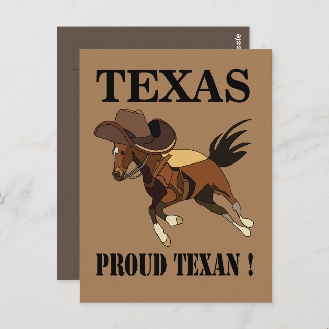 Cowboy Hat Horse Proud Texan Texas Postcard (Front/Back)