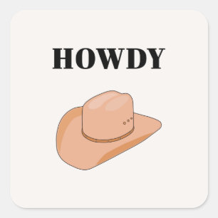 Cowboy Hat Howdy Earthy Boho Beige Square Sticker