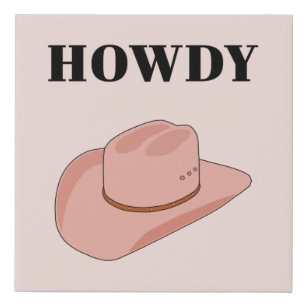 Cowboy Hat Howdy Peach Boho Faux Canvas Print