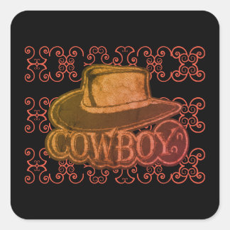 Cowboy Hat Multi-Colour  Square Sticker