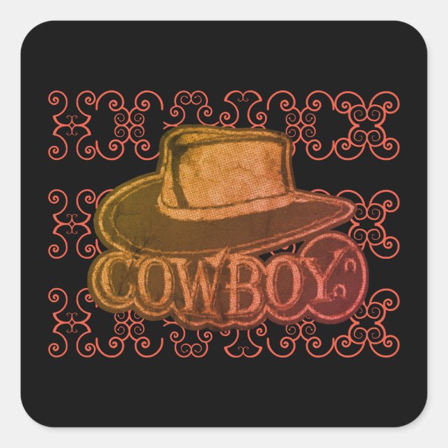 Cowboy Hat Multi-Colour  Square Sticker (Front)