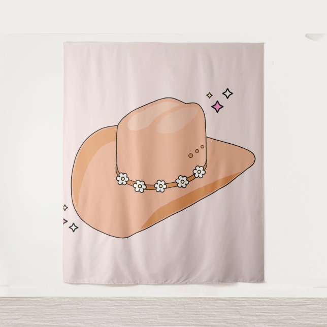 Cowboy Hat Neutral Beige Tapestry (Front)