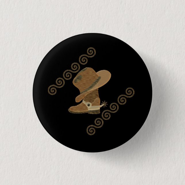 Cowboy Hat on Cowgirl Boots 3 Cm Round Badge (Front)