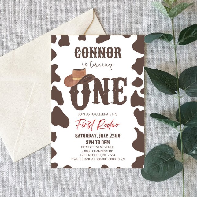Cowboy Hat ONE First Rodeo 1st Birthday Party Invitation (Creator Uploaded)