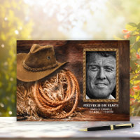 Cowboy Hat Photo Funeral Memorial Guest Book