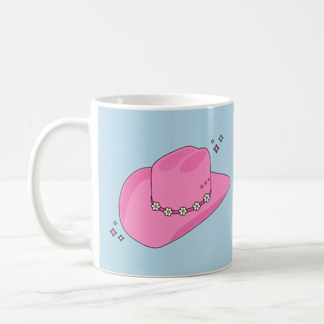 Cowboy Hat Preppy Pink And Blue Coffee Mug (Left)