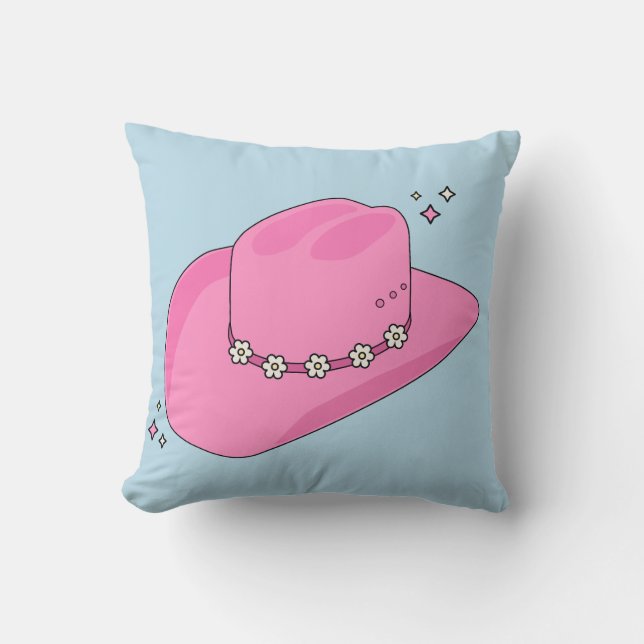 Cowboy Hat Preppy Pink And Blue Cushion (Front)