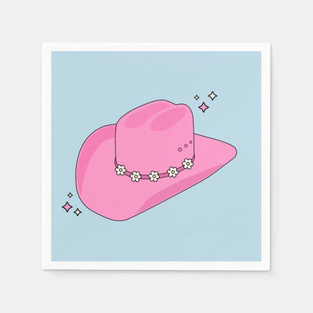 Cowboy Hat Preppy Pink And Blue Napkin (Front)