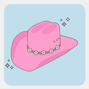 Cowboy Hat Preppy Pink And Blue Square Sticker
