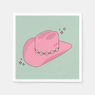 Cowboy Hat Preppy Pink And Green Napkin