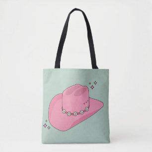 Cowboy Hat Preppy Pink And Green Tote Bag