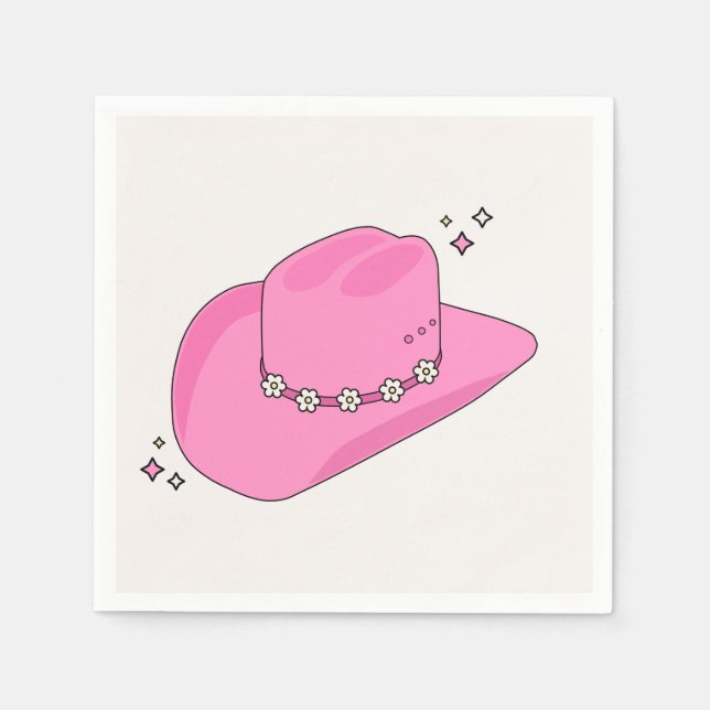 Cowboy Hat Preppy Pink Napkin (Front)