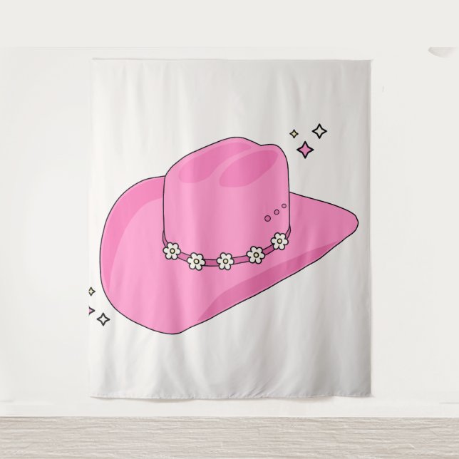 Cowboy Hat Preppy Pink Tapestry (Front)