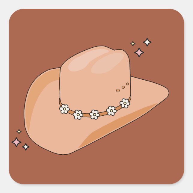 Cowboy Hat Rust Terracotta Square Sticker (Front)