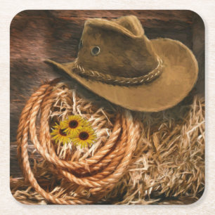 Cowboy Hat Square Paper Coaster