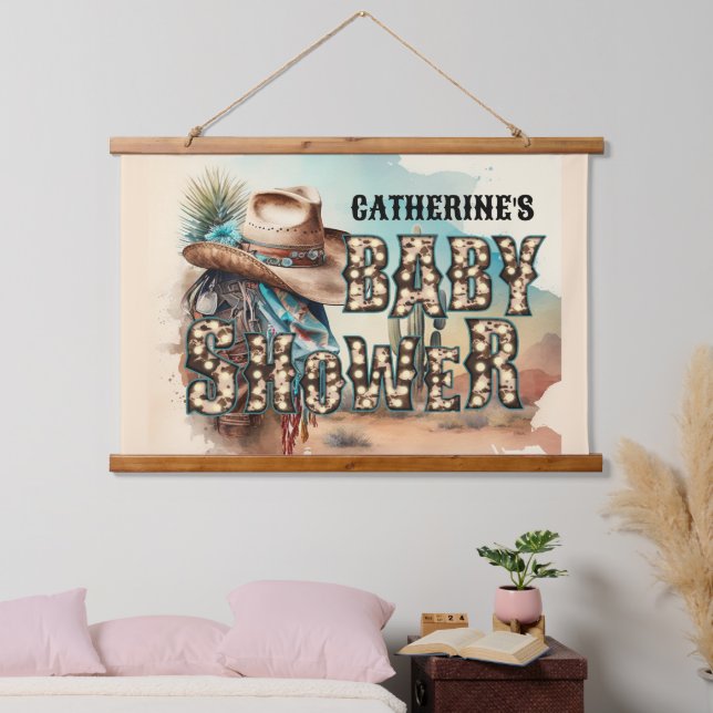 Cowboy hat stetson Texas baby shower  Hanging Tapestry (Bedroom)