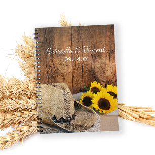 Cowboy Hat, Sunflowers, Barn Wood Country Wedding Notebook