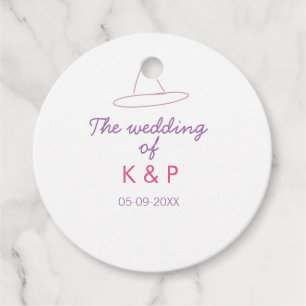 cowboy hat the wedding of couple name date purple favour tags