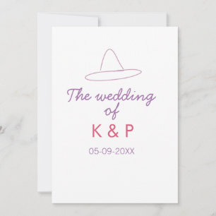 cowboy hat the wedding of couple name date purple invitation