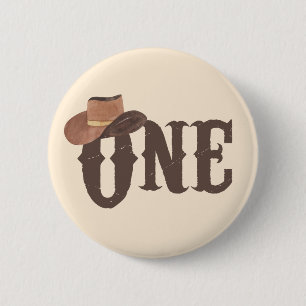 Cowboy Hat Themed ONE 1st Birthday 6 Cm Round Badge