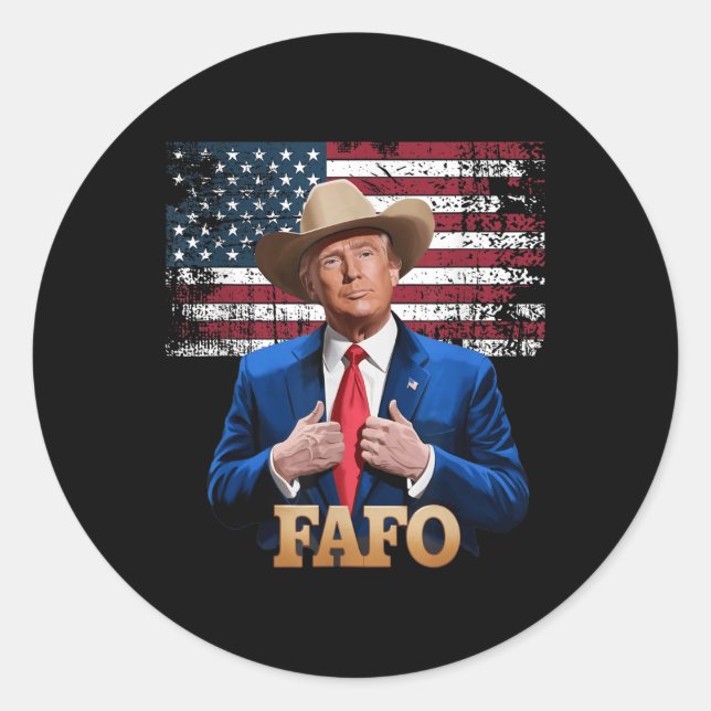 Cowboy Hat -trump Fafo F Around Find Out Us Flag V Classic Round Sticker (Front)