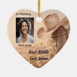 Cowboy Hat Western, Horse Memorial Prayer Keepsake Ceramic Tree Decoration