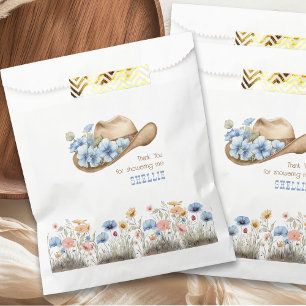 Cowboy Hat with Boho Wildflowers Western Favour Bags