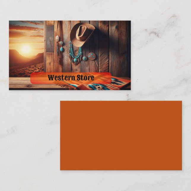 Cowboy Hat with Southwestern Blanket and Jewellery Business Card (Front/Back)